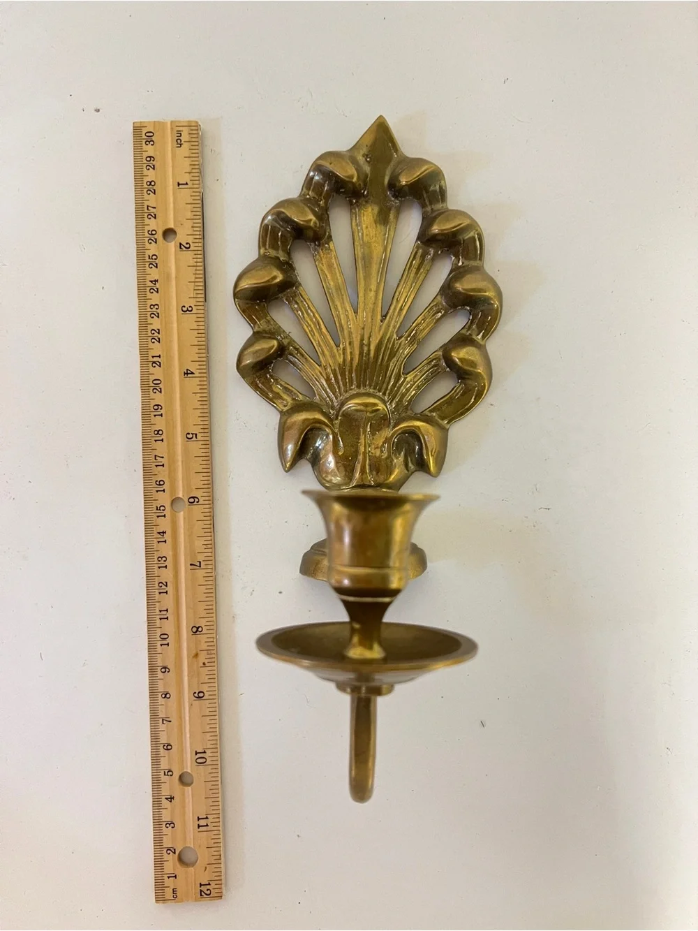 Vintage-Style Brass Wall Candle Sconce - Gold Finish